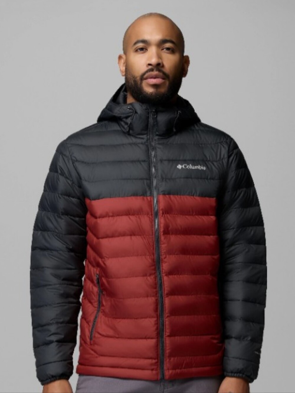 Columbia Men's Hooded Puffer Jacket - Black & Rust Orange